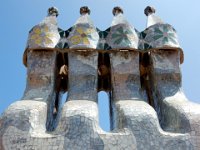 Casa Batllo  Gaudi designed house.  Elaborately designed chimneys.