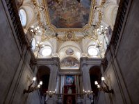 Entryway of the Royal Palace of Madrid  Official residence of the Spanish royal family but only used for state functions.  Completed in 1764.