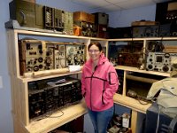 Anna checking on communications at D-Day Academy : Anna Stenson