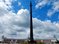 Obelisk of Victory and Great Patriotic War Museum  Obelisk of Victory by Zurab Tsereteli is 141.8 meters high and was installed in 1995. A 25-ton bronze statue of the goddess of victory Nike and figures of angels trumpeting the glory of Russian arms is mounted near the top.