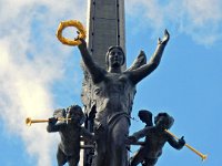 Sculpture of Nike on the Obelisk of Victory  A 25-ton bronze statue of the goddess of victory Nike and figures of angels trumpeting the glory of Russian arms is mounted near the top.