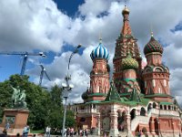 St. Basil's Cathedral, Moscow  Originally completed in 1560. To the left is a statue commemorating Prince Dmitry Pozharsky and the butcher Kuzma Minin, the leaders of the militia that repelled the Polish invasion of 1612.  Erected in 1818.