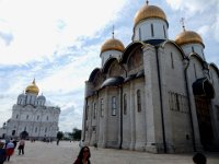 Anna in Sobornaya Square of the Kremlin  Archangel Cathedral (left) and Assumption Cathedral (right). : Anna Stenson