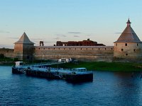 Oreshek Fortress or Shlisselburg  Originally built in 1323 to guard the northern approach to Novgorod and access to the Baltic.  Rebuilt in stone in 1352 and updated many times.  On board Viking Akun