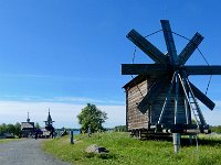 Windmill on Kizhi island  Kizhi island is a open-air museum of architecture.  Contains over 80 historical buildings, most relocated from other areas of Kirelia.